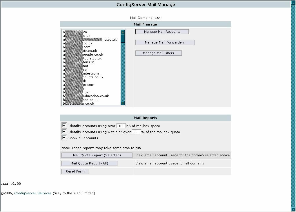 Screenshots of ConfigServer Mail Manage 1