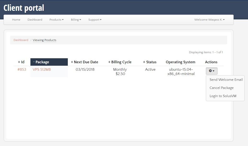 SolusVM login in ClientExec